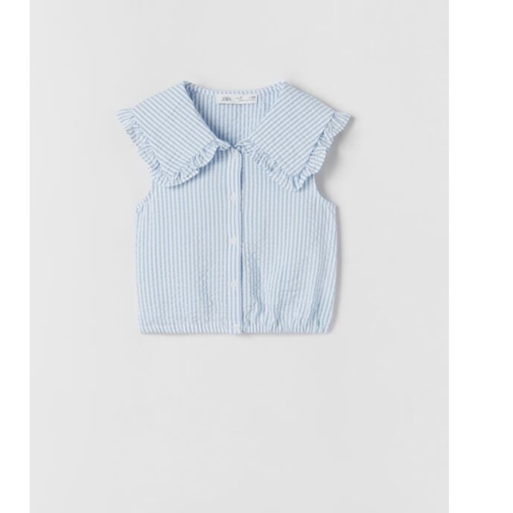 ZARA bibbed collar striped shirt, girls size 11-12